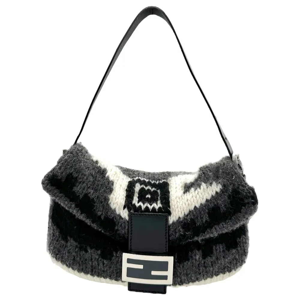 Fendi Patterned Wool Knint Baguette Bag - Picture 1 of 8